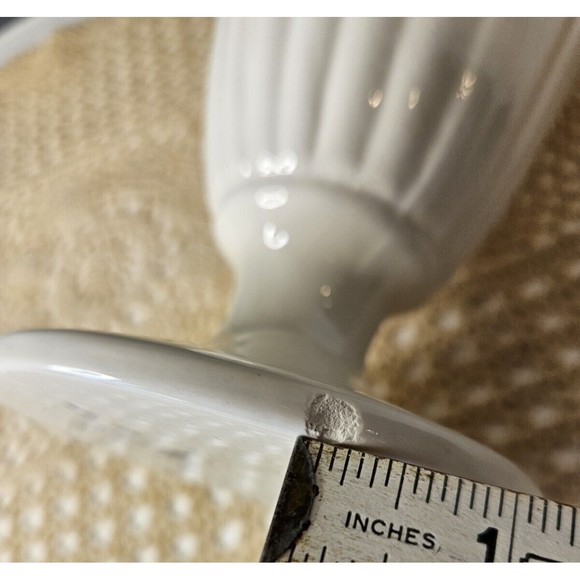 Vintage Haeger Pottery Vase #8403 Ribbed Pitcher Ewer Gloss White Cream (read) - Picture 9 of 10